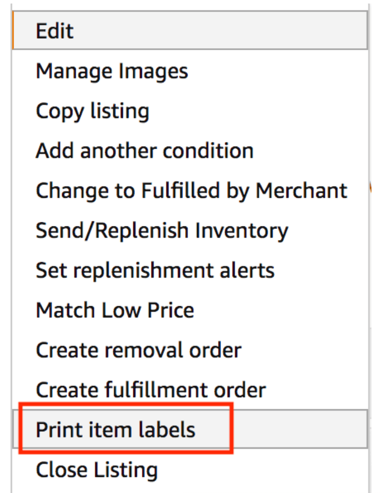 Amazon GTIN exemption: Print item labels option