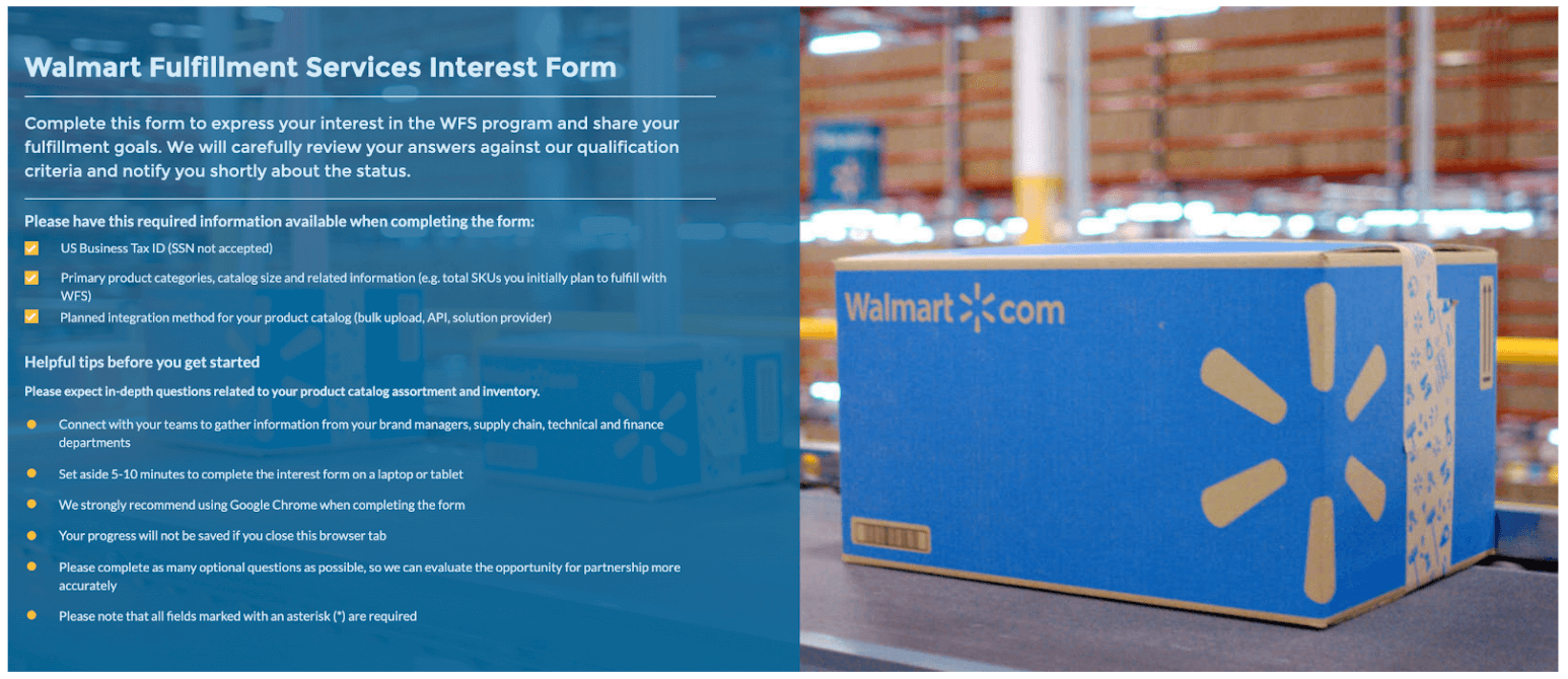 How to sell on Walmart: WFS interest form