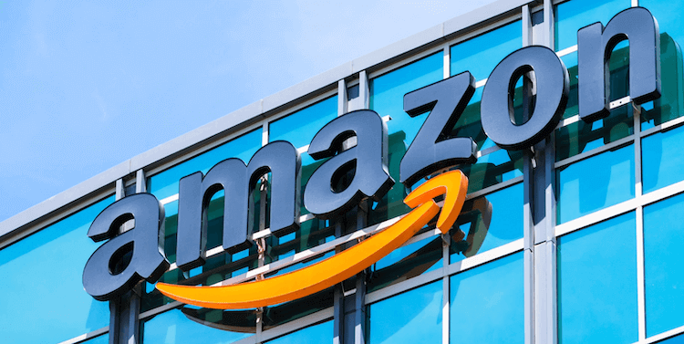 Amazon freezes FBA shipments: logo on corporate building