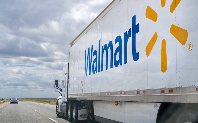 How to sell on Walmart: A transport truck driving down the highway